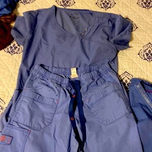 Cherokee luxe scrub top &spread good cheer pants